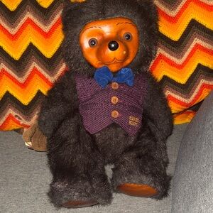 Vtg 1985Robert Raikes BentleyBearLimited Edition Carved Wood Face & Paws Signed